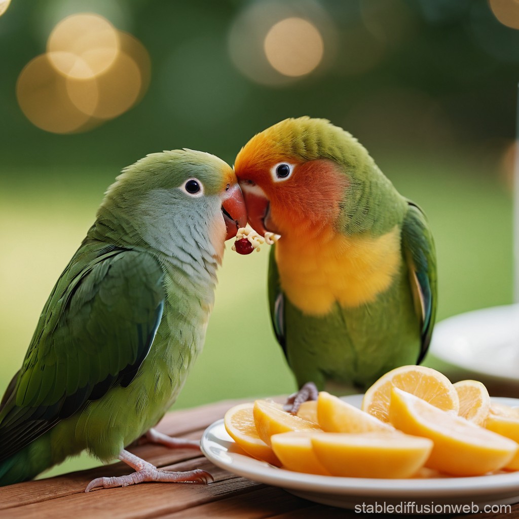 agapornis alimentandose